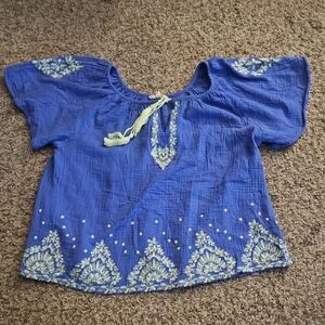 Easel Purple Blouse with Yellow Embroidery